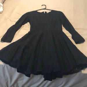 Long sleeve, lace, black dress